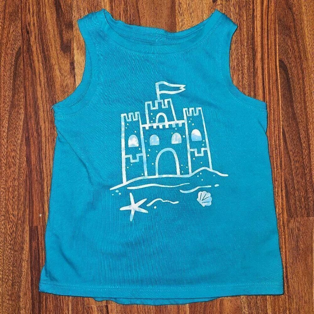 5 For $25 Cat & Jack Blue and White Sand Castle Tank Toddler Size 2T